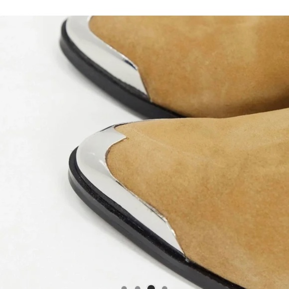 Pull&Bear suede western ankle boots in tan - Picture 3 of 5